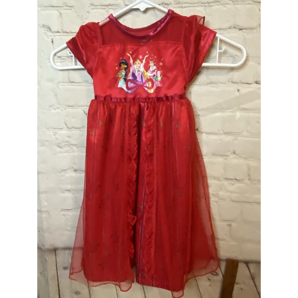 Disney Princess Christmas Toddler Girl's Plaid Tulle Holiday Character Nightgown